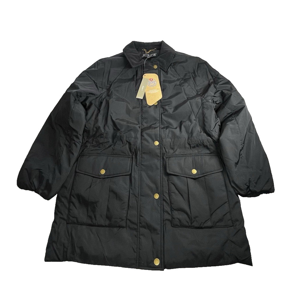 J Crew Puffer Barn Jacket™ with PrimaLoft® Womens XS Black Lightweight Snap Zip